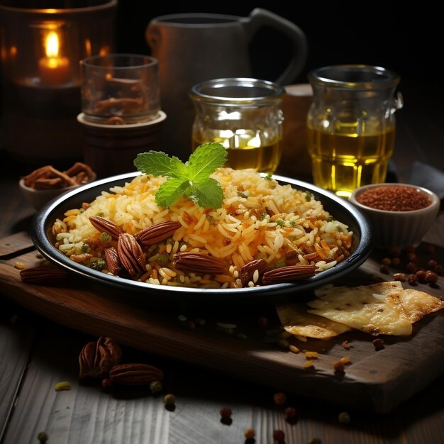 Photo delicious indian namkeen served on wooden board on a table in a cafe