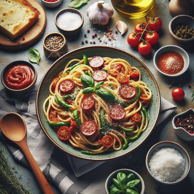 写真 美味しいイタリア料理の背景