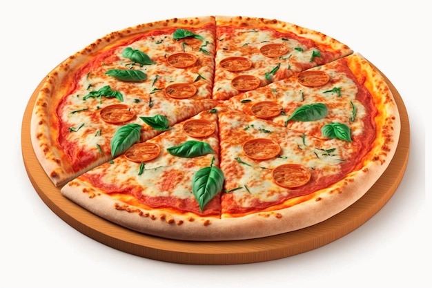 Вкусная итальянская пицца на белом фоне