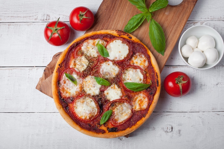 Photo delicious italian pizza margherita.