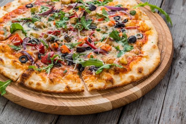 Delicious Italian pizza with vegetables