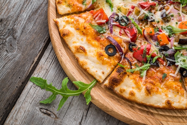 Delicious Italian pizza with vegetables