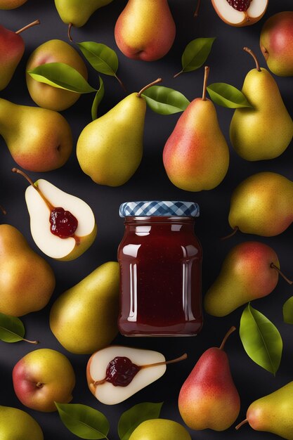 Delicious jam pear in on natiural background concept of healthy food