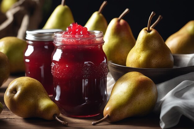 delicious jam pear in on natiural background concept of healthy food