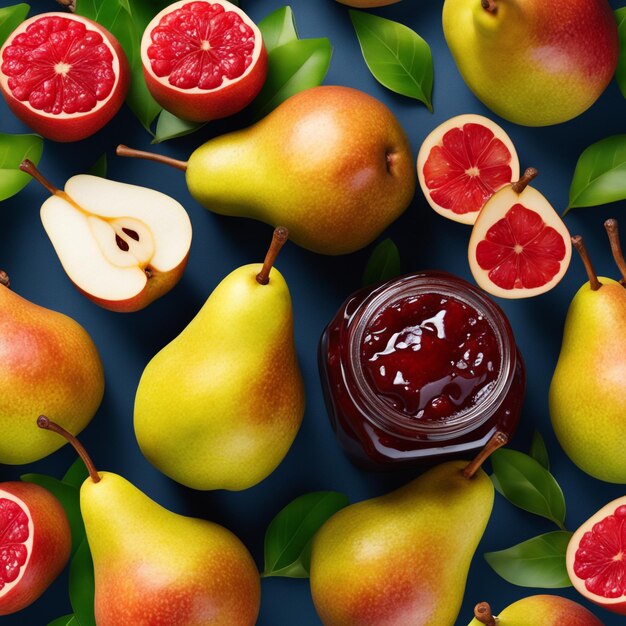 delicious jam pear in on natiural background concept of healthy food