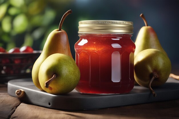 delicious jam pear in on natiural background concept of healthy food