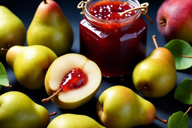 delicious jam pear in on natiural background concept of healthy food