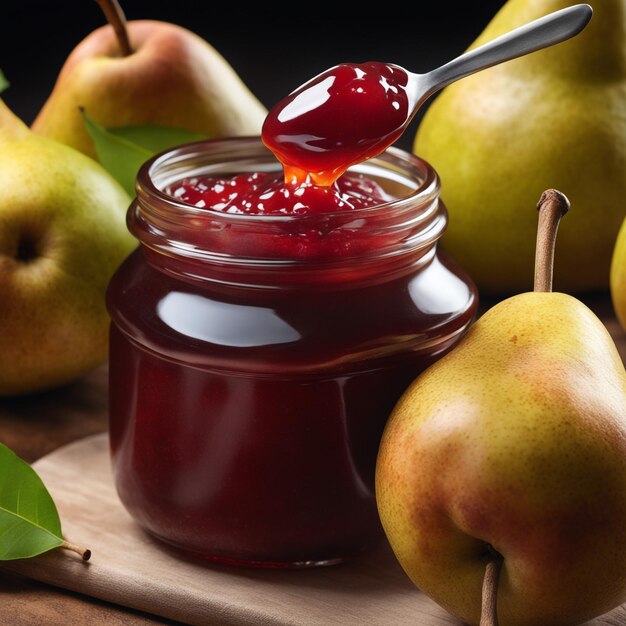 delicious jam pear in on natiural background concept of healthy food