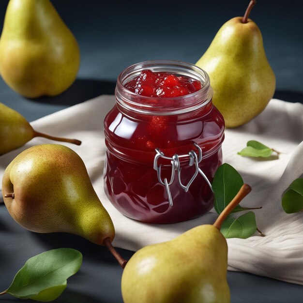 delicious jam pear in on natiural background concept of healthy food