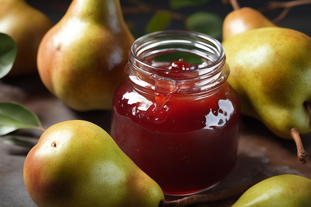 delicious jam pear in on natiural background concept of healthy food