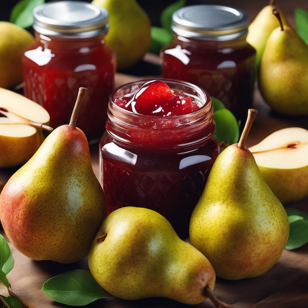 delicious jam pear in on natiural background concept of healthy food