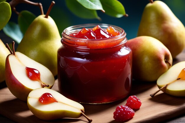 delicious jam pear in on natiural background concept of healthy food