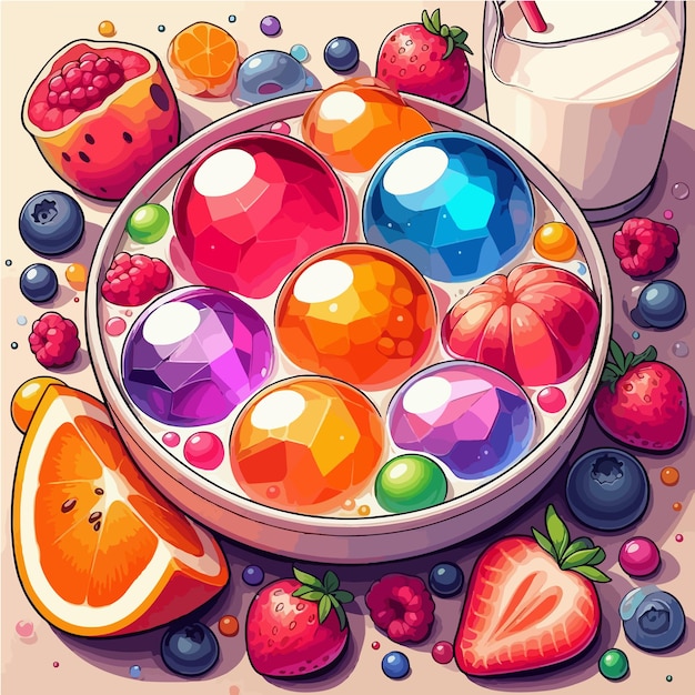 Delicious Jelly Ball Fruit Vector Photo