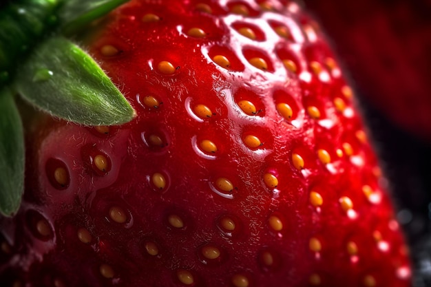 Delicious juicy strawberry macro shot