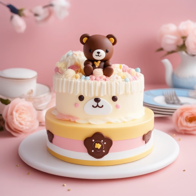 Photo delicious kawaii bear cake fantasy