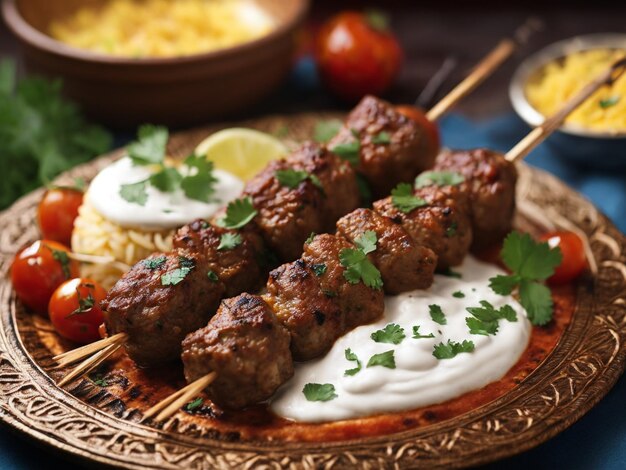 Delicious kebab Dish with Fresh Ingredients on a Plate