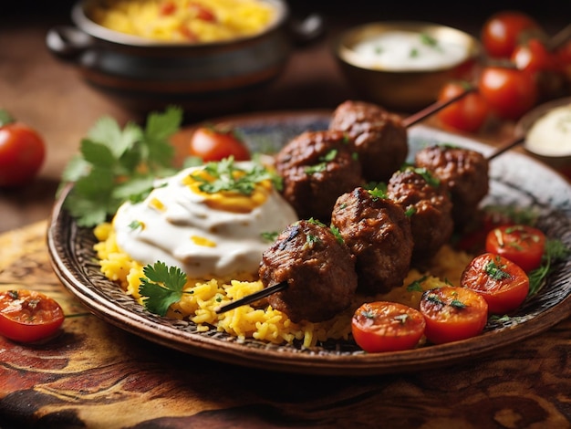 Delicious kebab Dish with Fresh Ingredients on a Plate