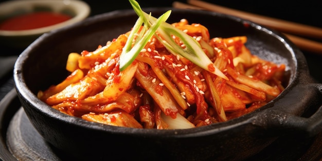 사진 한식당에서 맛있는 김치 요리 고화질 사진 생성 ai