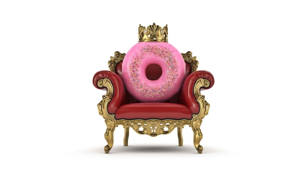 Вкусный король пончик 3d-рендеринг