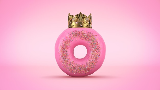 Delicious King donut. 3d rendering