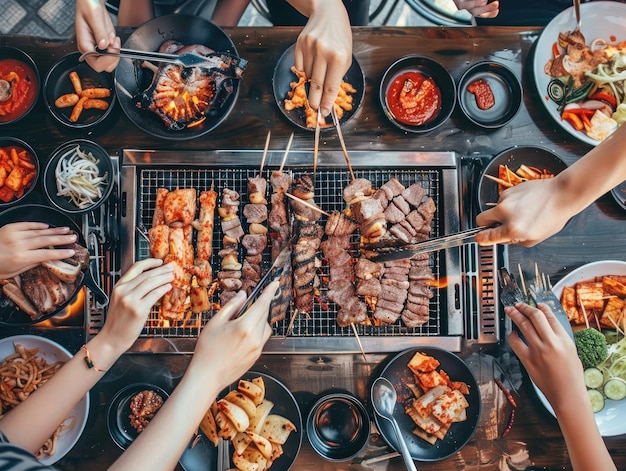 Photo delicious korean bbq grilling