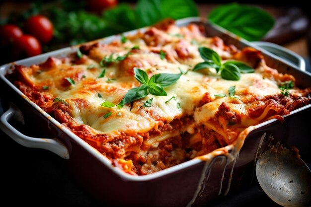 Delicious lasagne baking food