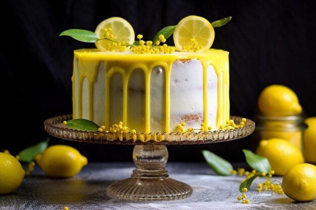 Delicious lemon cake with lemons