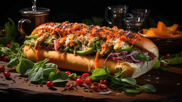 Foto deliziosi rotoli di aragoste ripieni di carne e verdure di aragoste