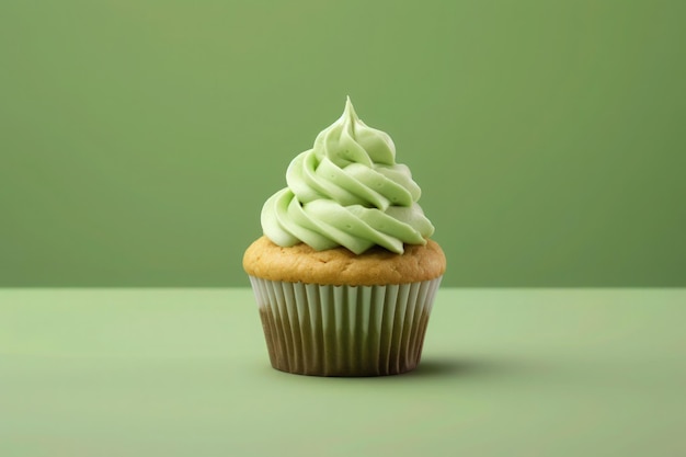 A delicious look of a matcha cup cake