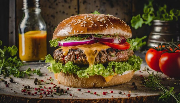 delicious looking burger and greens