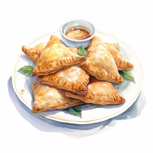 Photo delicious maltese pastizzi watercolor illustration of ricottafilled pastries ai generated