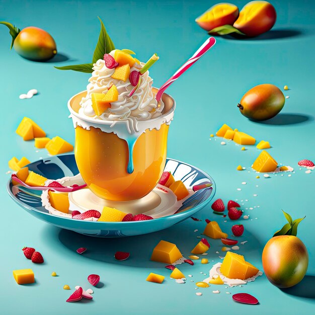 Delicious mango sundae