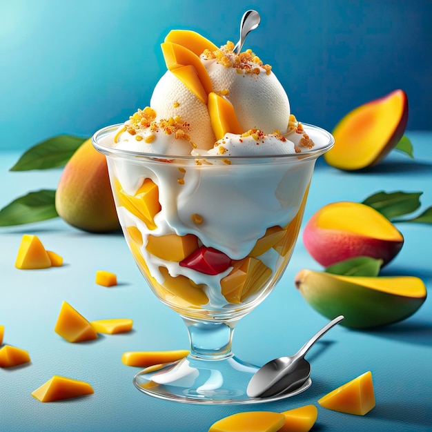 Delicious mango sundae