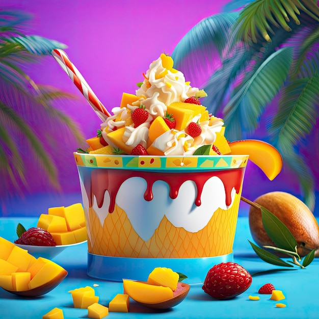 Delicious mango sundae