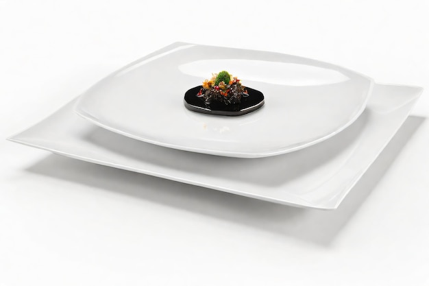 Delicious meal on a plate with a white background