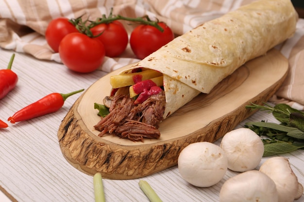 delicious meat durum turkish kebap sandwich wrap