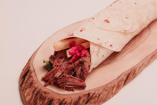 delicious meat durum turkish kebap sandwich wrap