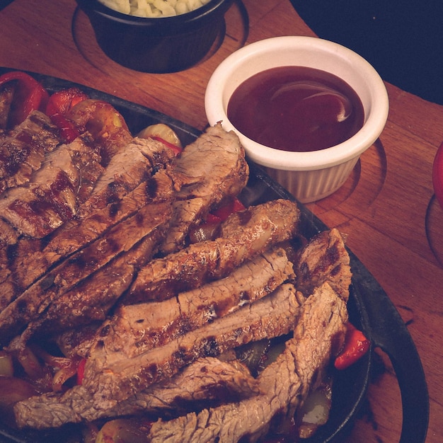 Delicious meat meal on the table