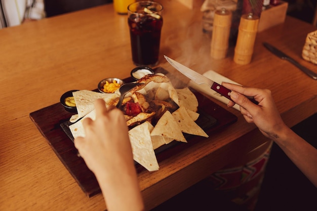 Delicious meat meal on the table