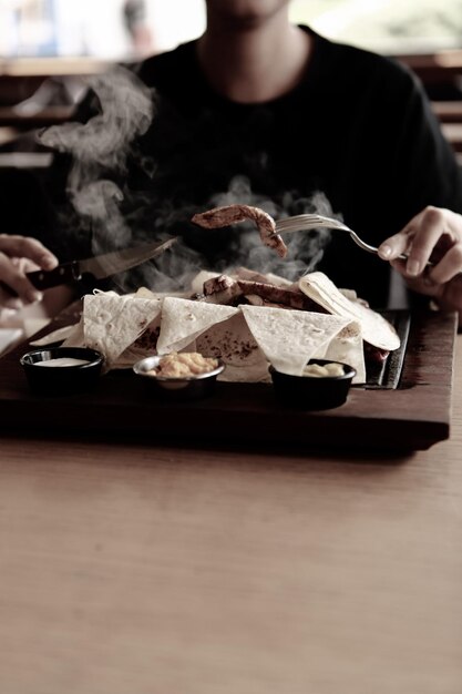 Delicious meat meal on the table