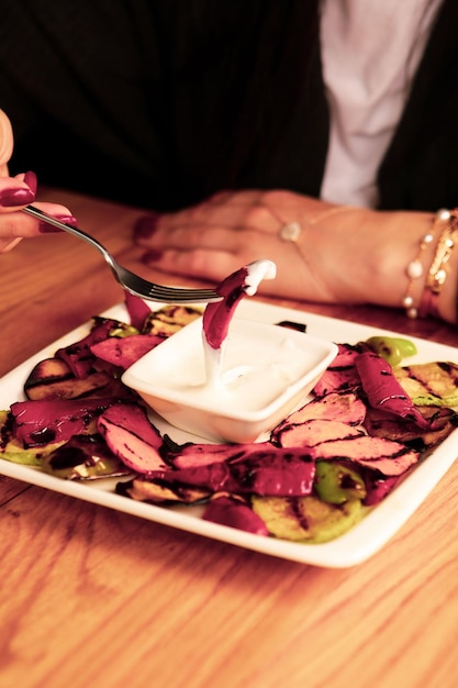 Delicious meat meal on the table