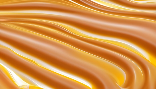 Delicious melted caramel texture Flow wave and drops splash caramels sauce Sweet food design background