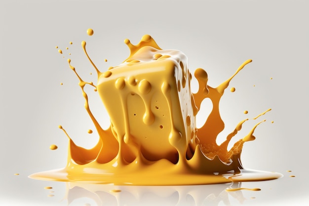 A delicious melting cheddar cheese splash Hot cheese or cheddar splash Tasty or world cheese day