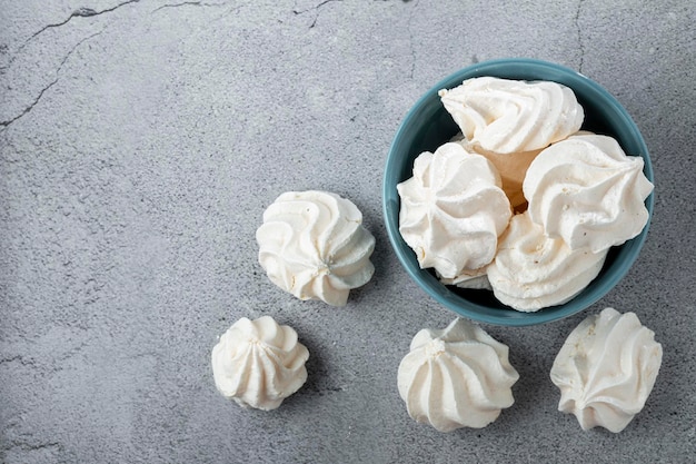 Delicious meringue cookies in the bowl