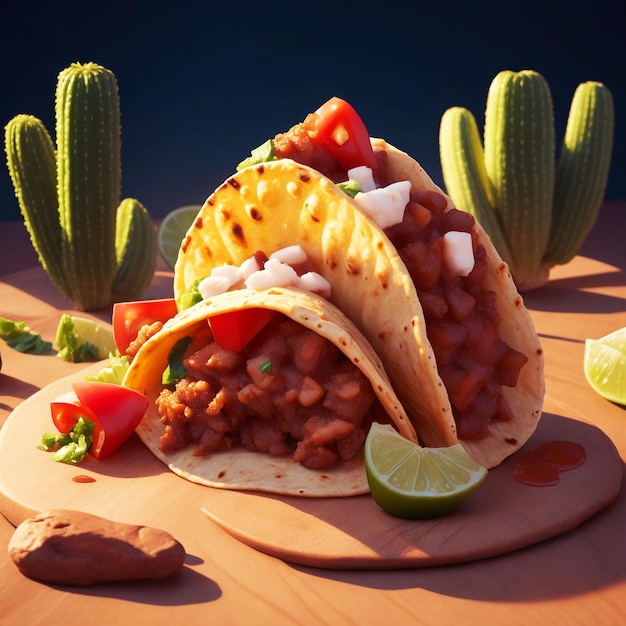 Delicious Mexican food taco
