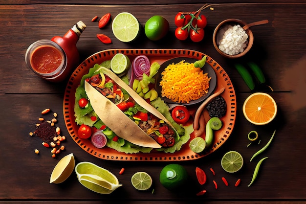 Delicious Mexican Food with ingredients Generative Ai