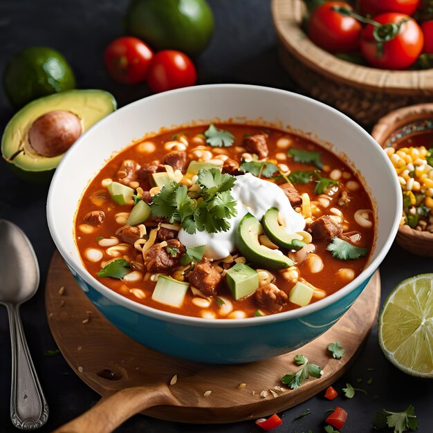 Photo delicious mexican souppozole