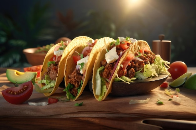 Delicious mexican tacos AI generated