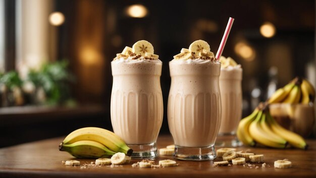 delicious milkshake drink with bananas