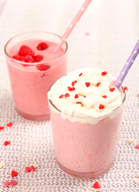 Delicious milkshake on table